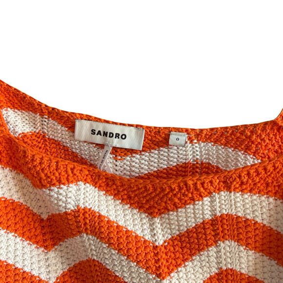 Sandro NWOT Cassandre Chevron Stripe Knit Crop Top - Picture 8 of 13